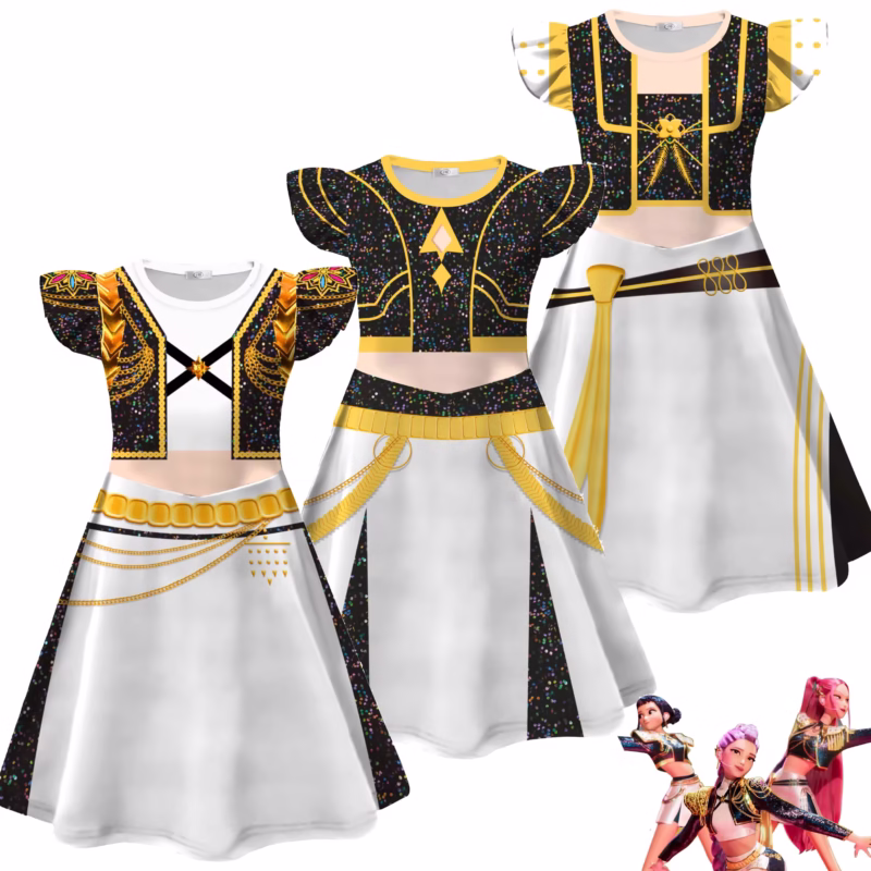 The Kids K-Pop Demon Hunters Rumi Zoey Mira Dress Cosplay Costume is the perfect mixture of fantasy, fashion and fun and is perfect for all aspiring K-Pop Demon Hunters