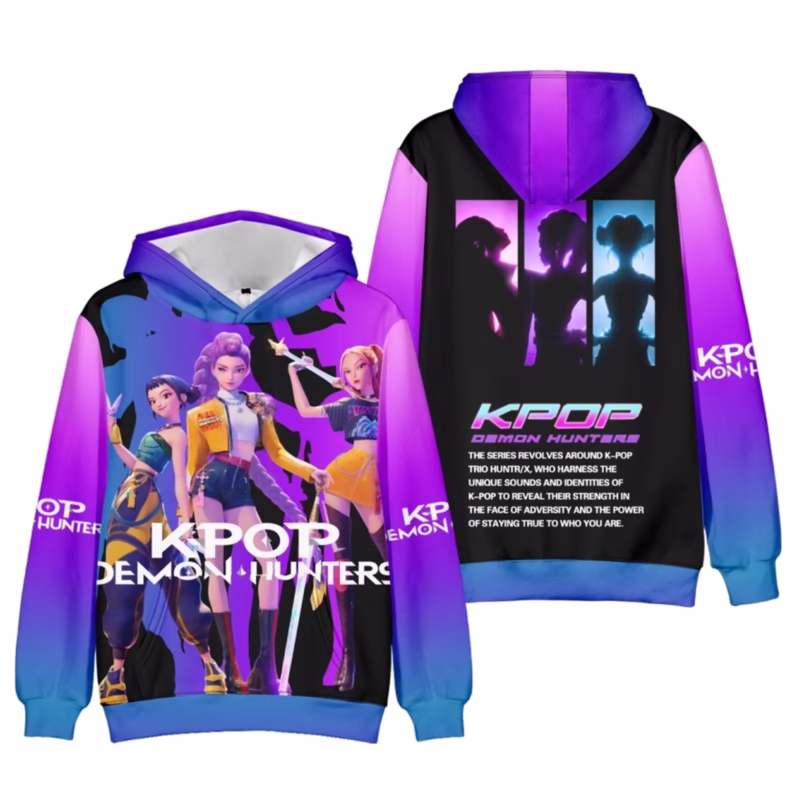 Demon Hunters Zoey Rumi Mira Hoodies Anime Men Women Casual Print Hooded Pullover Long Sleeve Sweatshirt Halloween Top