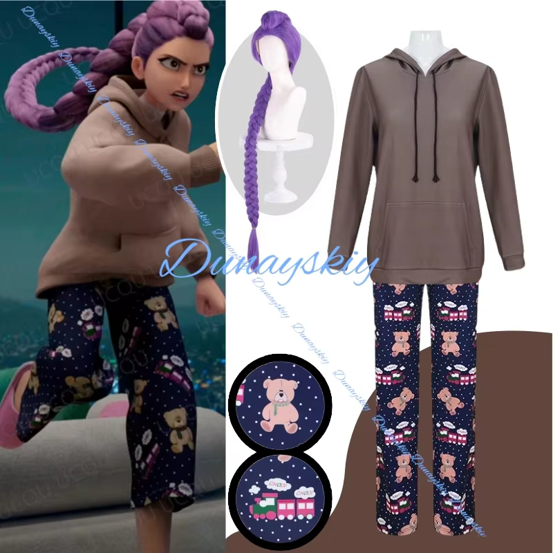 RUMI Sleeping Pants Hoodie KPop Hunters Kids Cosplay Performance Costumes Wig Cartoon Trousers Funny Streetwear Anime Girl's