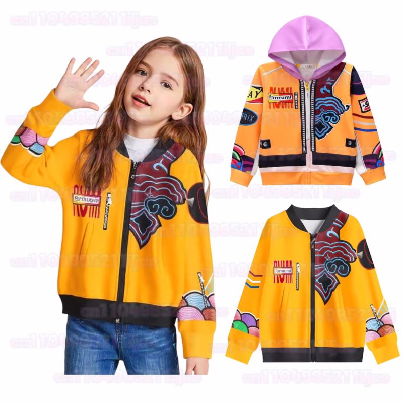 Kids Zipper Hoodie Rumi Child Fashion Polyester Printed Outwear Party