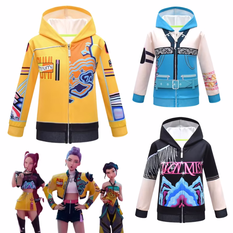 K-Pop Cosplay Huntrix Demon Hunters Costume Girls Rumi Zoey Mira Hoodie for Girls Zipper Halloween Carnival Disguise Outfit is a splendid outfit and can be used for celebrations