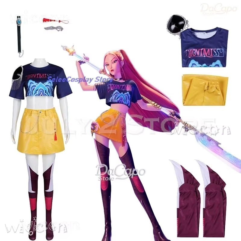 Women K Pop Anime Demon Hunters Costume Cosplay Wig Set Rumi Mira Zoey