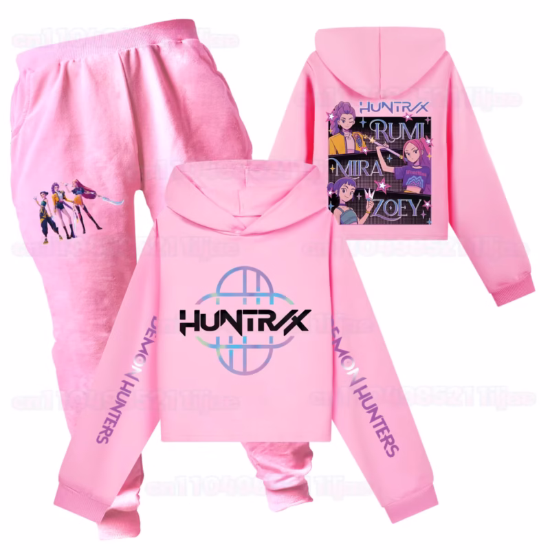 Kpop Demon Hunters Hoodie Kids Rumi Mira Zoey Chat Clothes Sets Baby Girls Cartoon Outfits Teenager Boys TrackSuits Clothing - Image 3
